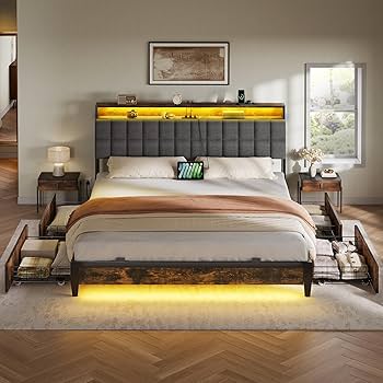 YOHSAM Amazon.com: YITAHOME Full Size Bed Frame with RGB LED Lights